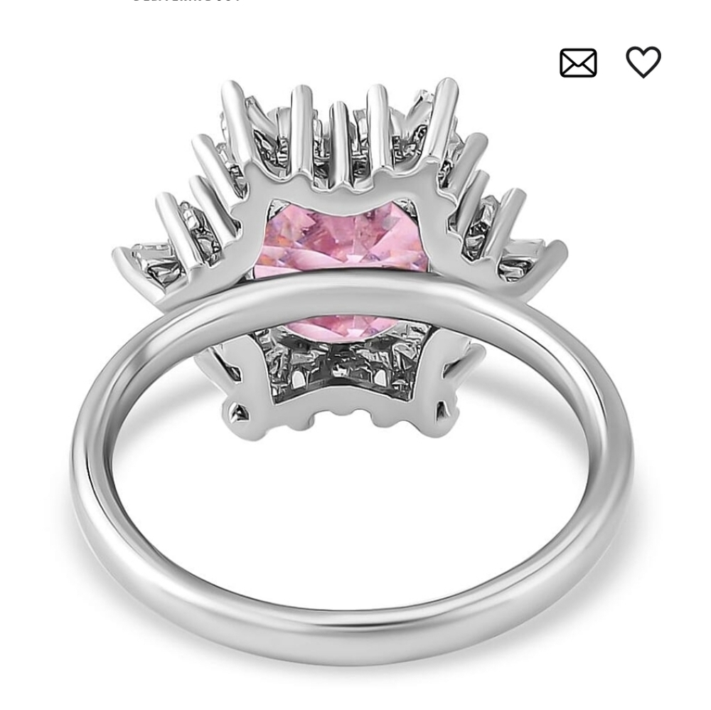 🆕Simulated Pink and White Diamond Ring (Size 8.0), Earrings & Pendant Necklace - Picture 5 of 7